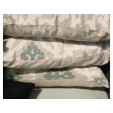 Lot of (3) 20" Linen Covered Throw Pillow by Z Gallerie (tan/beige/teal)