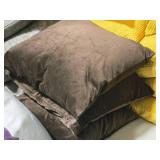 Lot of (3) 18" Velvet Covered Throw Pillow (brown)