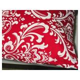 Tree Wool Damask 16" Decorative Covered Throw Pillow (red/white pattern)