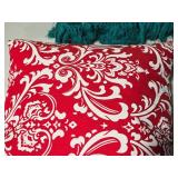 Tree Wool Damask 16" Decorative Covered Throw Pillow (red/white pattern)
