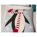 16" Christmas Penguin theme Decorative Covered Throw Pillow