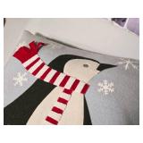 16" Christmas Penguin theme Decorative Covered Throw Pillow