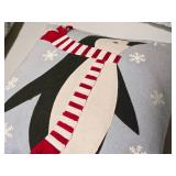 16" Christmas Penguin theme Decorative Covered Throw Pillow