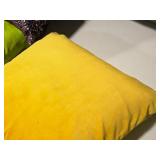 15" Velvet Covered Throw Pillow (mustard yellow)