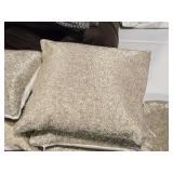 Lot of (3) 12" Beaded Finish Covered Throw Pillow by Pier 1 (silver) and (1)  Matching Pillow Cover