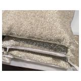 Lot of (3) 12" Beaded Finish Covered Throw Pillow by Pier 1 (silver) and (1)  Matching Pillow Cover