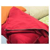 Lot of (3) 18" Polyester Covered Indoor/Outdoor Throw Pillow (solid red) and (1) Matching Pillow Cover