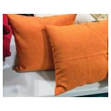 Lot of (2) 16" Poly Chenile Covered Throw Pillows (solid burnt orange)