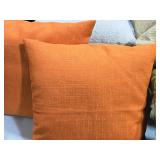 Lot of (2) 16" Poly Chenile Covered Throw Pillows (solid burnt orange)