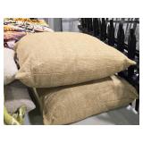 Lot of (2) 21" Burlap Textured Fabric Covered Throw Pillows by Pottery Barn (beige)