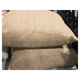 Lot of (2) 21" Burlap Textured Fabric Covered Throw Pillows by Pottery Barn (beige)