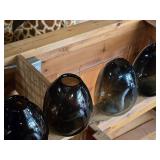Lot of (4) Handblown Art Glass Table Vases by Holmegaard 6" x 7" (black) (rounded triangle)