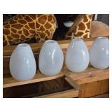 Lot of (4) Handblown Art Glass Table Vases by Holmegaard 6" x 7" (white) (rounded triangle)