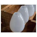 Lot of (4) Handblown Art Glass Table Vases by Holmegaard 6" x 7" (white) (rounded triangle)