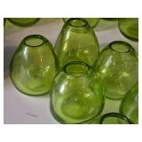 Lot of (6) Handblown Art Glass Table Vases by Holmegaard 4" x 4" (green) (rounded triangle)