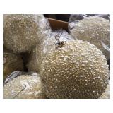 Lot of (11) 5" Beaded Ball Christmas Ornaments (white)