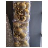 Lot of (3 Containers) 4" Christmas Ball Decorations (gold)