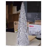 Battery-Powered Plastic Lighted Christmas Tree Table Décor 7" x 24" (clear)