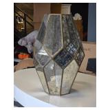 Geometric Mirrored Glass Lantern - Audrey Lantern by Accent Décor 12" x 19"