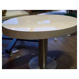 Lot of (2) Display Table with Metal Base 47" x 25 1/2" x 29 1/2" (white) (oval)