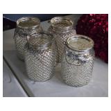 Lot of (4) Brooklyn Mercury Hobnail Hanging Jar 4 1/2" x 6 1/2"