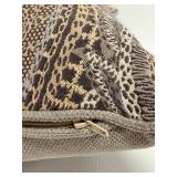 Two Throw Pillows - Paisley Pattern & Textured Weave, Taupe/Gray