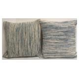 Surya Beige & Blue Striped Cotton Throw Pillows - Set of 2