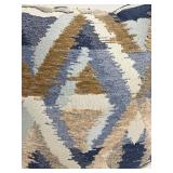 Throw Pillows - Geometric Ikat Pattern In Navy, Tan & Ivory -Matches Lot 305