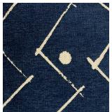 Navy Blue Throw Pillows with White Geometric Pattern - Set of 2