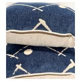 Navy Blue Throw Pillows with White Geometric Pattern - Set of 2