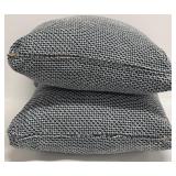 Pair of Navy & Cream Knit Throw Pillows - YKK Zippers