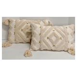 Creative Co-op Lumbar Pillows -Cotton w Tassels - Pair