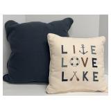 Pacific Coast Feather Cushion Decorative Throw Pillows - Navy & Beige - 2 Pack