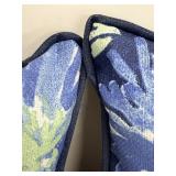 Navy Floral Throw Pillows - Set of 3 - Zippered Cushions