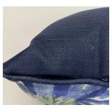 Navy Floral Throw Pillows - Set of 3 - Zippered Cushions