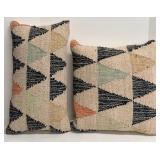 Neutral Patchwork Pattern Throw Pillow Set of 2