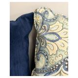 Navy Blue Throw Pillows - 3-Piece Set with Paisley Damask Print