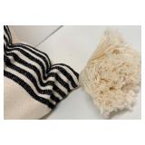 YKK Zipper Throw Pillows Set of 3 - Striped Rayon/Cotton, Damask & Crisscross