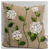K&K Interiors Hydrangea Embroidered Pillow Set - 3 Decorative Cushions