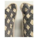 Pair of Decorative Throw Pillows - Beige & Charcoal Diamond Lattice Pattern