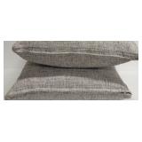 Throw Duck Feather/Down Pillows - Gray Textured Woven - 2-Pack with Dunlap Zippers
