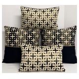 K & K Interiors Throw Pillows - Geometric Black & Cream - Lot of 4