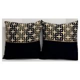 K & K Interiors Throw Pillows - Geometric Black & Cream - Lot of 4