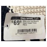 Ginza Interiors Cotton Knit Black & Cream Striped Throw Pillows Set of 2 with YKK Zippers