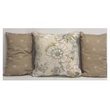 Beige Floral Throw Pillows 3-Pack