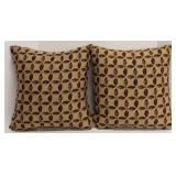 Sunbrella Cushions - 3-Piece Set Brown Stripe & Leaf Print