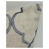 Euphoria 3-Piece Throw Pillow Set - Denim Blue & Beige Geometric Trellis