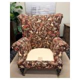 Carol Hicks Bolton Armchair - Vintage Floral Horse Print Upholstery (Matches lot 5)
