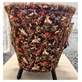 Carol Hicks Bolton Armchair - Vintage Floral Horse Print Upholstery (Matches lot 5)