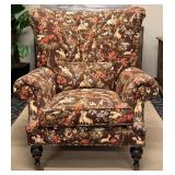 Carol Hicks Bolton for EJ Victor Armchair - Brown Floral Horse & Rider Tapestry Upholstery (Matches lot 4)
